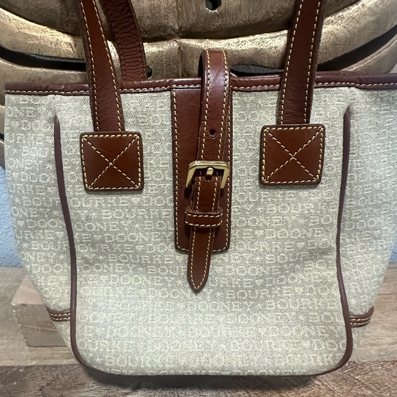 DOONEY & BOURKE Canvas Leather Bucket Tote Bag with solid brass hardware - Picture 2 of 8